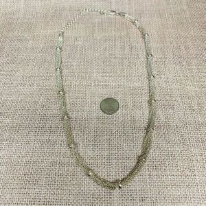 Silver Multi Chain Bead Station Necklace